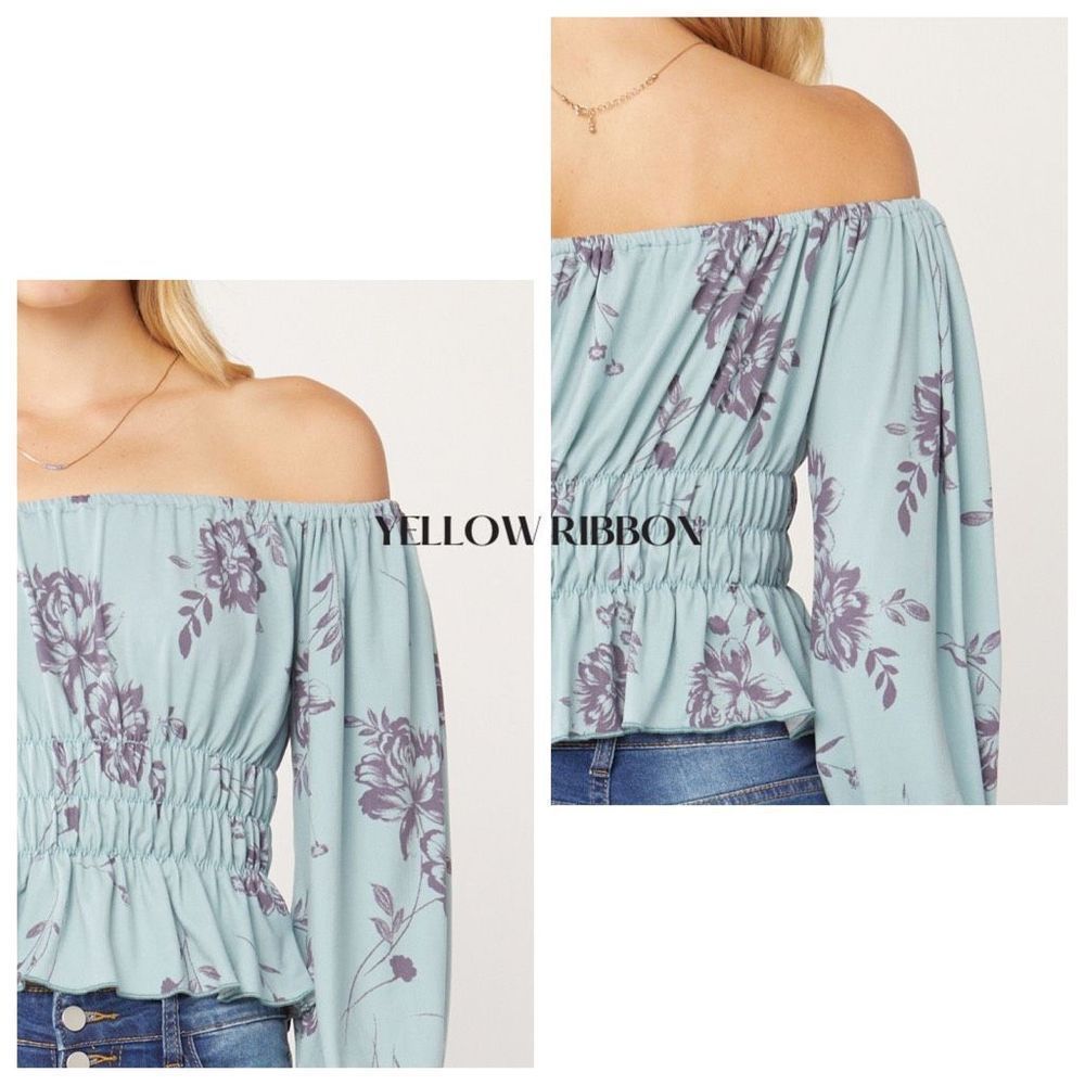 NEW Cottagecore Floral Off-the-Shoulder Ruched Top - Picture 4 of 6